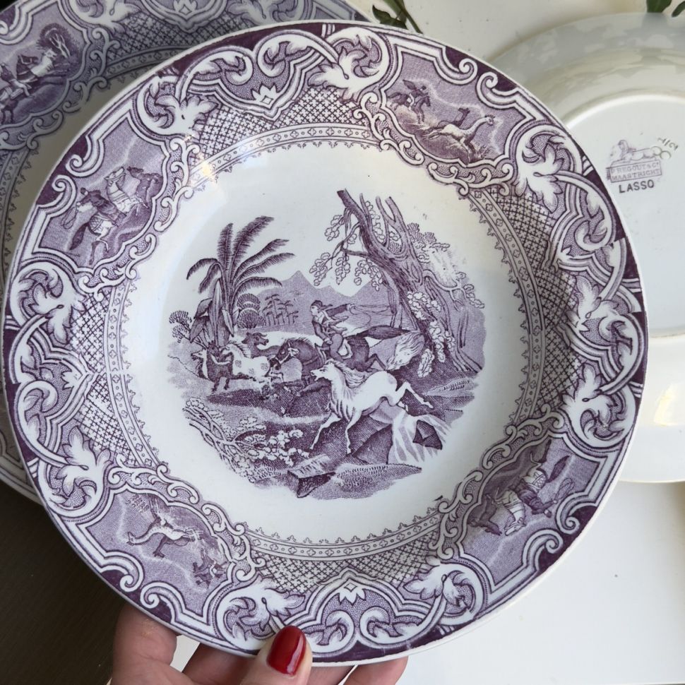 Тарелка глубокая Maastricht Petrus Regout Lasso 24 см Голландия 1870 г.г.