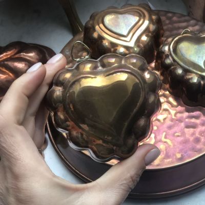 Форма для выпечки Сердце с подвесом медь