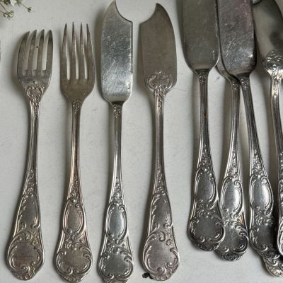 Нож для рыбы 19 см мельхиор серебрение 