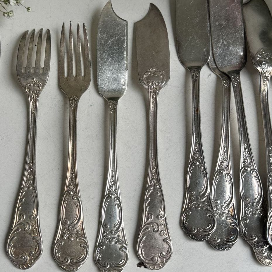 Нож для рыбы 19 см мельхиор серебрение 