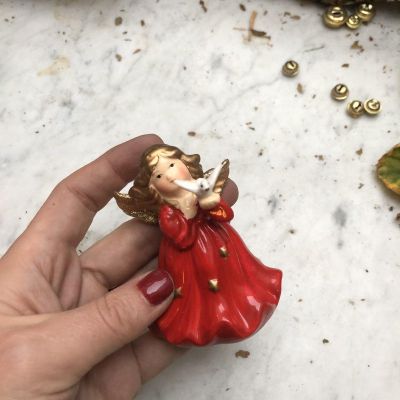 Колокольчик  Ангел с голубем 8,5 см керамика