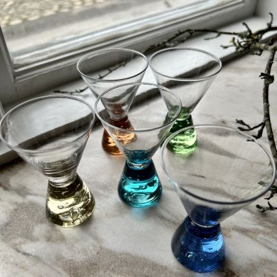 Рюмка 60 мл на цветной ножке набор 5 шт.