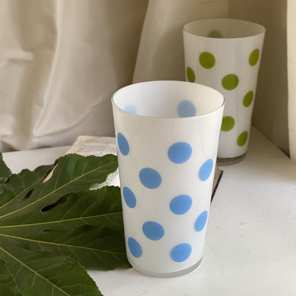 Ваза 20 см Голубой горошек стекло