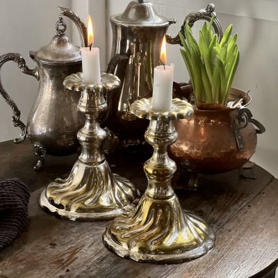 Подсвечник для одной свечи 18 см мельхиор