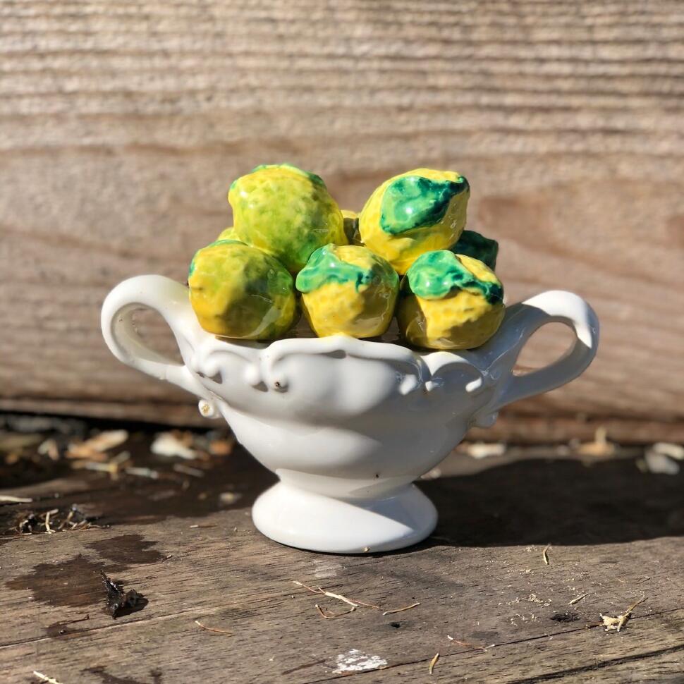 Ваза с лимонами декоративная 11 см керамика 