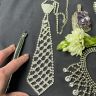 Колье-галстук 47 см серебрение хрусталь Германия