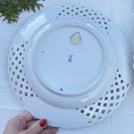 Тарелка блюдо Meissen Синий лук 29 см 1981 г Германия  