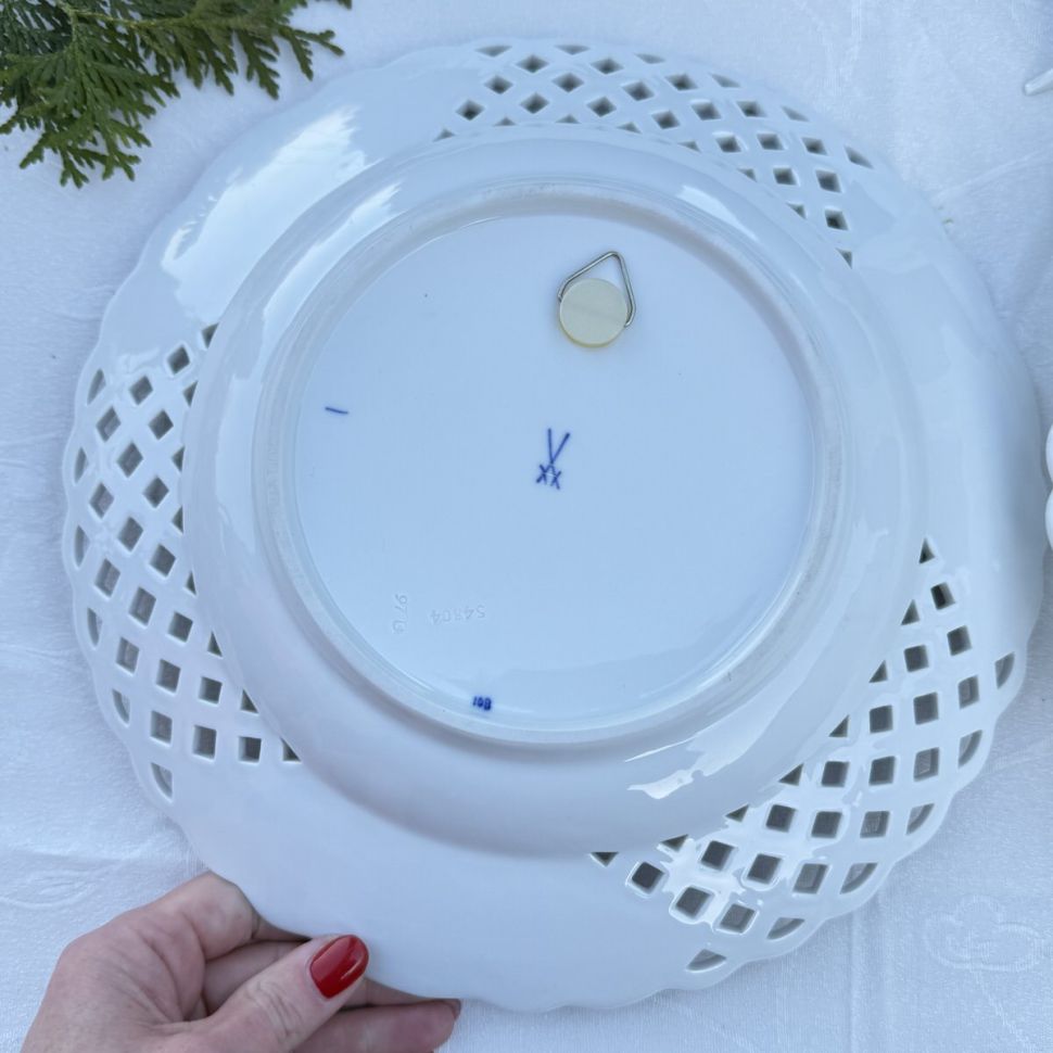 Тарелка блюдо Meissen Синий лук 29 см 1981 г Германия  