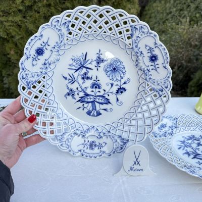 Тарелка блюдо Meissen Синий лук 29 см 1981 г Германия  