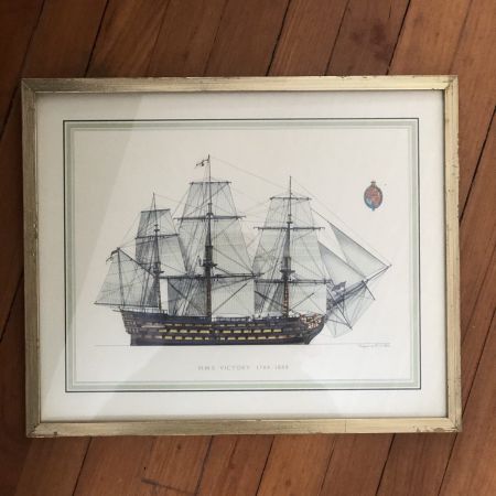 Картина HMS Victory 1765-1869 в деревянной раме под стеклом