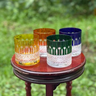 Стакан для виски набор 4 шт 450 мл цветной хрусталь Германия