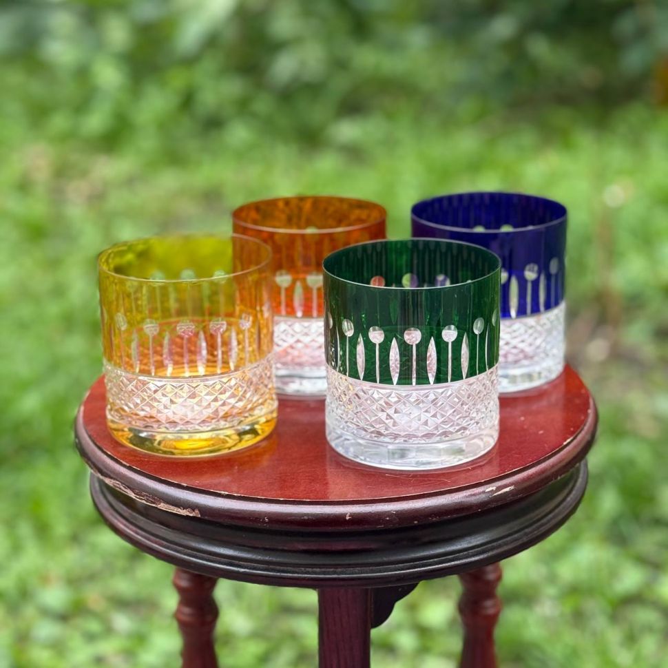 Стакан для виски набор 4 шт 450 мл цветной хрусталь Германия