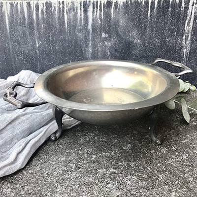 Блюдо миска олово на ножках с ручками