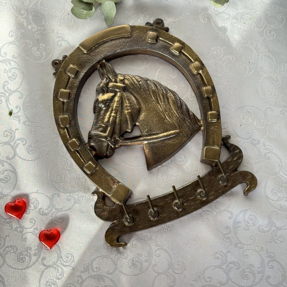 Вешалка с крючками Подкова 24 см бронза