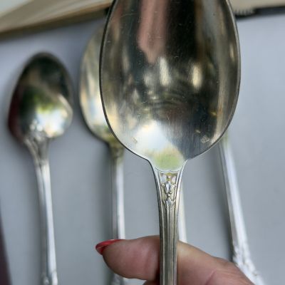 Ложка и вилка 22 см набор 2 предмета серебрение Франция 100 лет