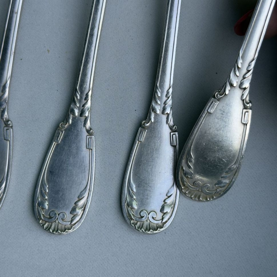 Ложка и вилка 22 см набор 2 предмета серебрение Франция 100 лет