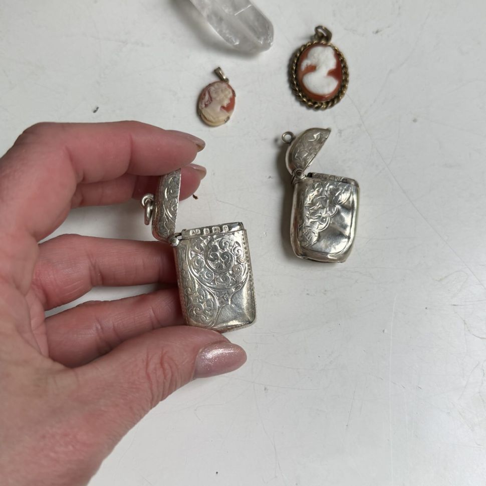 Футляр для зубочисток и спичек Веста 4 см серебро 