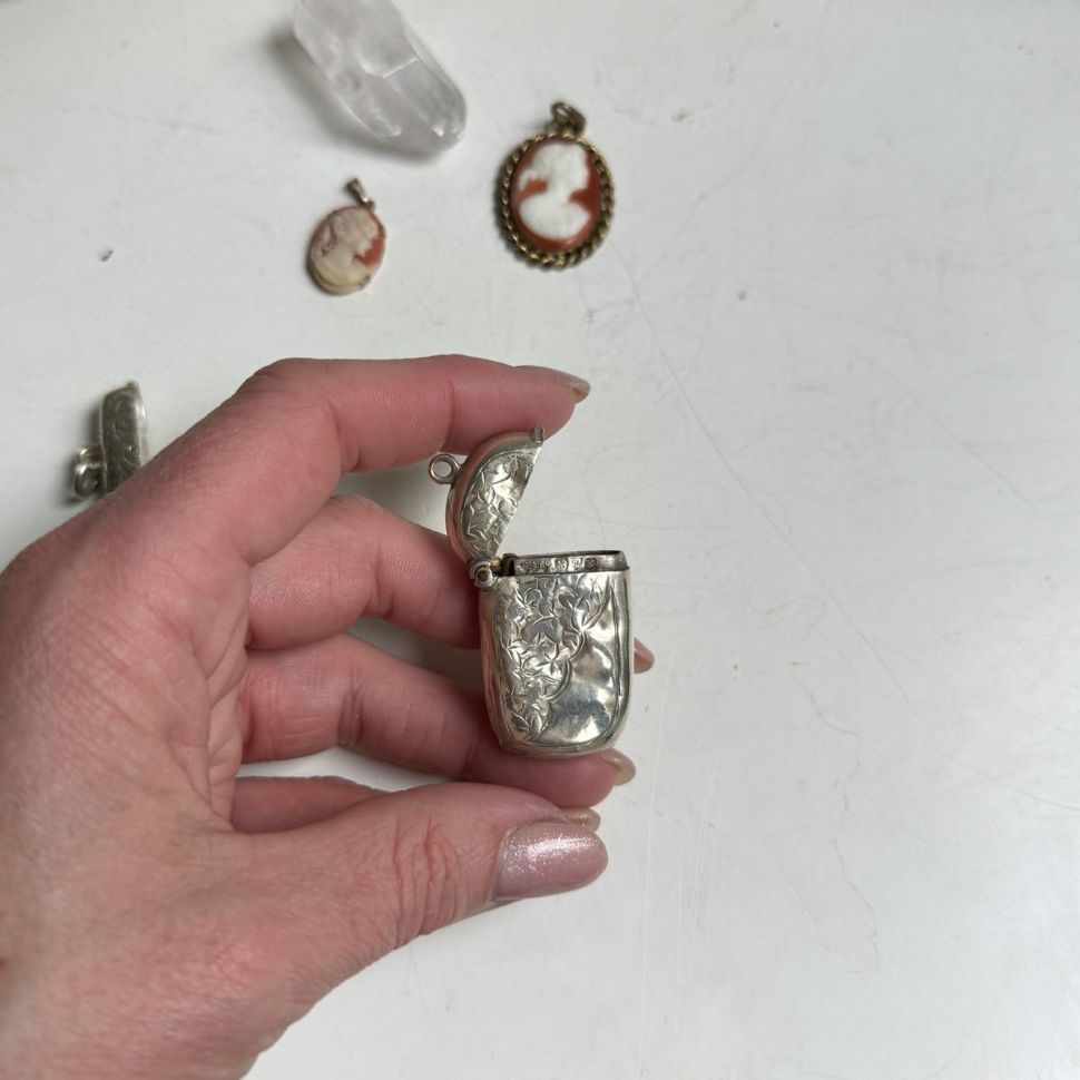 Футляр для зубочисток и спичек Веста 4 см серебро 