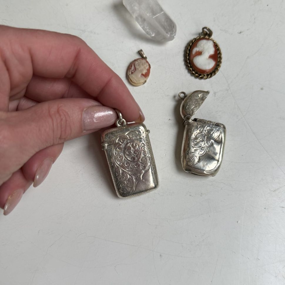 Футляр для зубочисток и спичек Веста 4 см серебро 