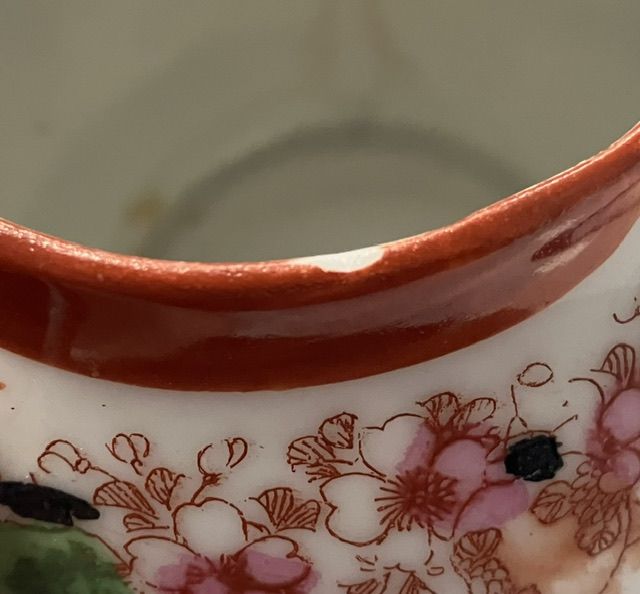 Сахарница Гейши в парке 13 см фарфор Япония уценка