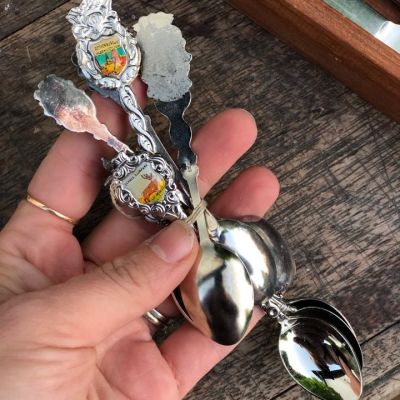 Ложка десертная с эмалью города набор 6 шт.