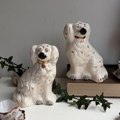 Статуэтка собачки каминные пара викторианские Staffordshire 33 см фарфор Англия 