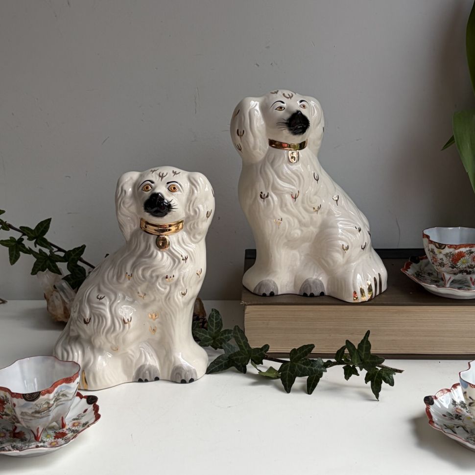 Статуэтка собачки каминные пара викторианские Staffordshire 33 см фарфор Англия 