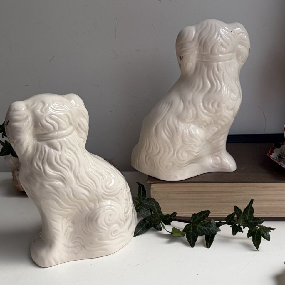 Статуэтка собачки каминные пара викторианские Staffordshire 33 см фарфор Англия 