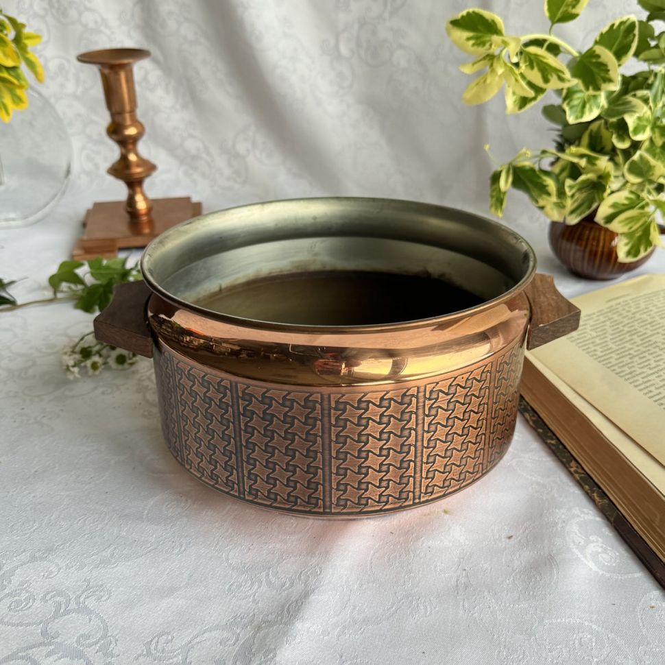 Кастрюля без крышки 3,25 л медь деревянные ручки