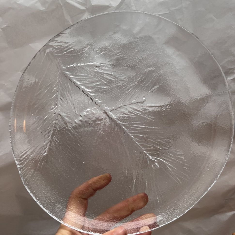 Тарелка Сосновая ветвь с шишкой 25 см хрусталь Швеция