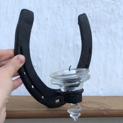 Подкова подсвечник подвесная 18 см чугун 