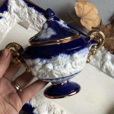 Сахарница синий с золотом, без клейма