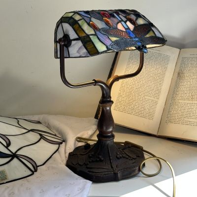 Лампа настольная Стрекоза 36 см металл стекло  