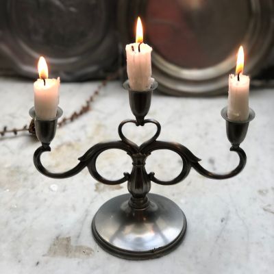Подсвечник 19 см на три свечи олово