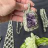 Кулон дизайнерский 9 см серебрение аметист ручная работа Дания