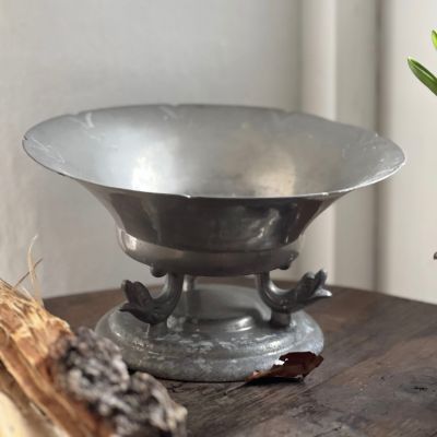 Фруктовница на ножке Рыбы 24 см олово