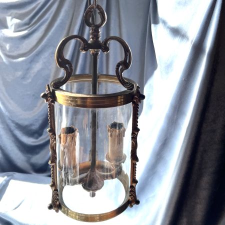 Лампа потолочная 56 см бронза латунь стекло Франция 