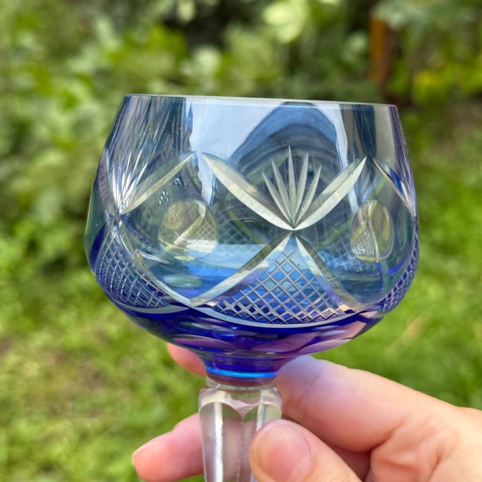 Бокал Anna Hutte синий 250 мл накладной хрусталь Германия дизайн 9