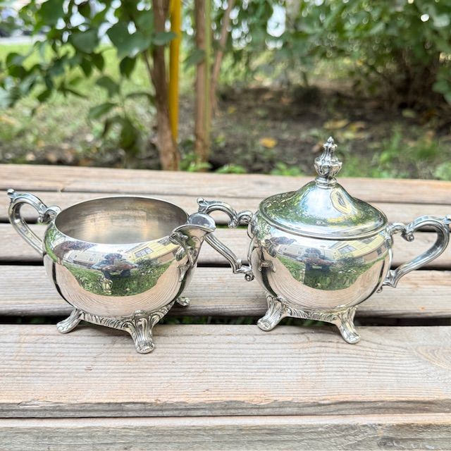 Сахарница молочник ISC набор 2 шт. серебрение США