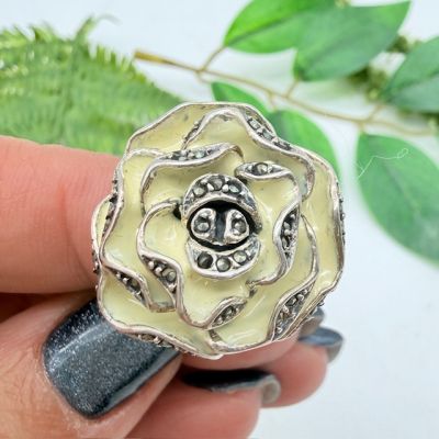 Кольцо Роза серебро эмаль