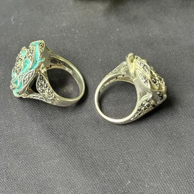 Кольцо Роза серебро эмаль