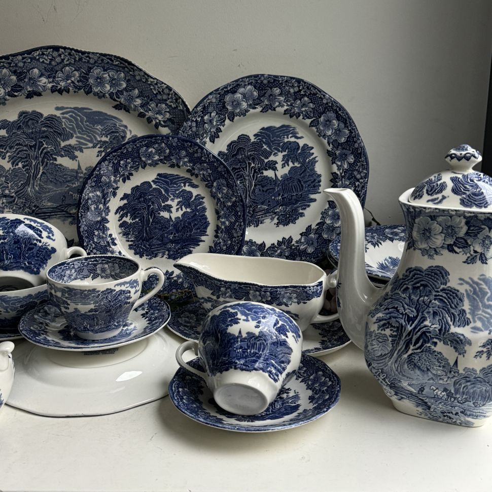 Соусник на блюде Enoch Wedgwood Woodland 400 мл синий Англия