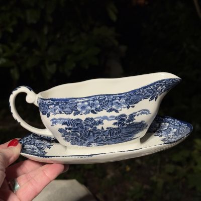 Соусник на блюде Enoch Wedgwood Woodland 400 мл синий Англия