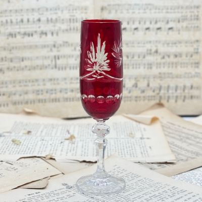 Бокал для шампанского 220 мл красный накладной хрусталь Германия 