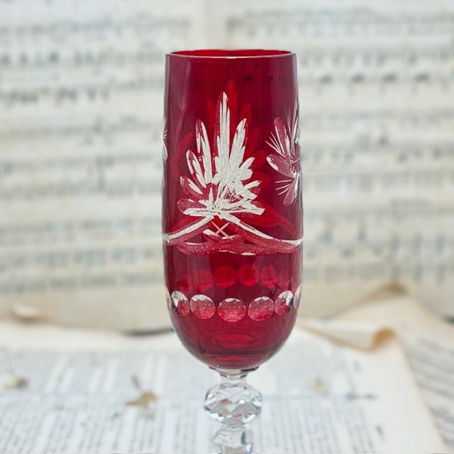 Бокал для шампанского 220 мл красный накладной хрусталь Германия 