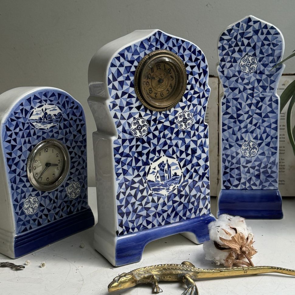 Часы каминные 25 см фарфор начало ХХ века ВиллеройБох