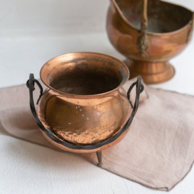 Кашпо зольник медный 13 см на латунных ножках