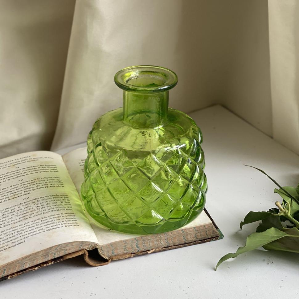 Ваза 14 см Зеленая бутыль стекло
