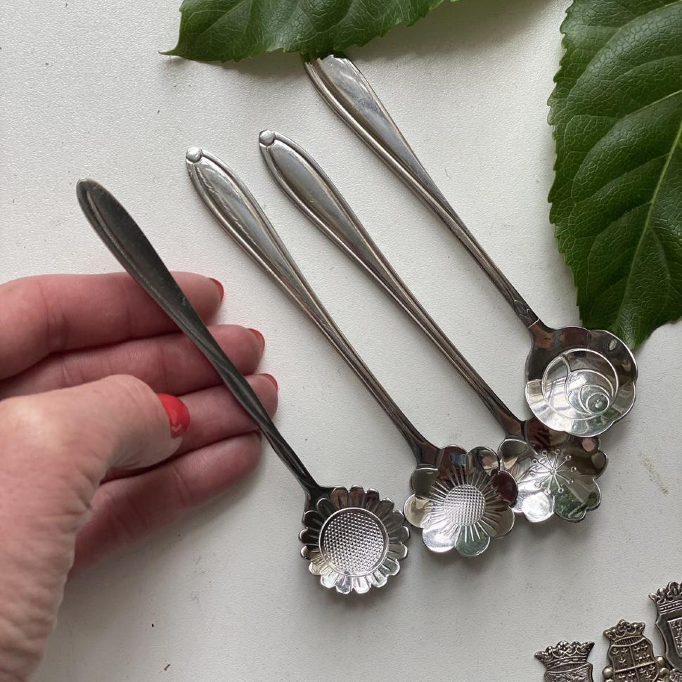 Ложка чайная 12 см Цветы набор 4 шт