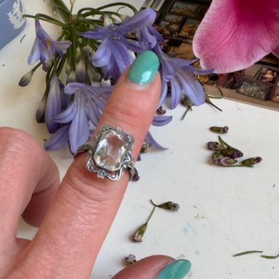 Кольцо с горным хрусталем серебро